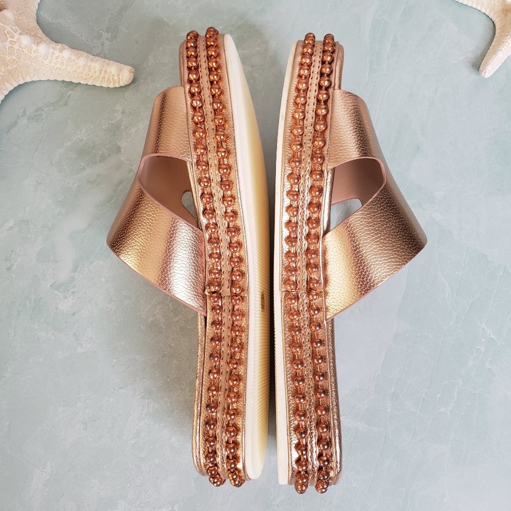 NEW Cape Robbin Rose Gold Open Toe Slide Sandal - Picture 5 of 8